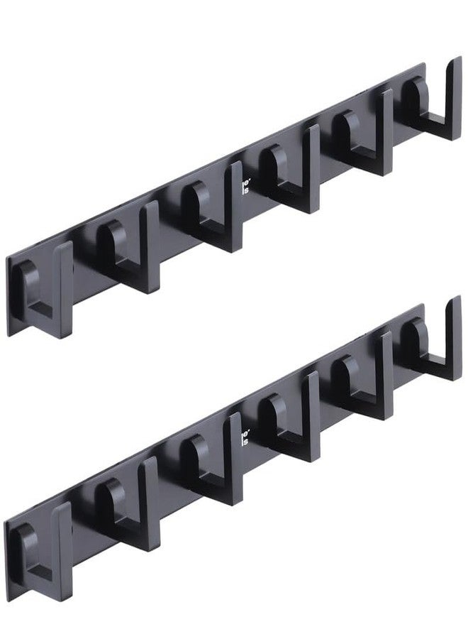 HingeMinds Aluminium Cloth Hanger for Wall, Clothes Hook Hangers Door Mounted, Bathroom Hooks for Hanging Towel, Wall Mount Shirt Hangers, Dress Holder Hooks - 6 Pin-XL, Pack of 2, Black - Image 1